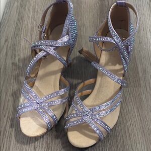 Beautiful Purple Rhinestone Ballrooom/Latin Dance Shoes with Heel